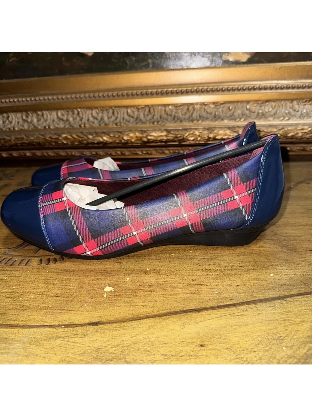 Womens Angel Steps Blue Red Plaid Customized Comfort Ballet Flat 8 M HTF